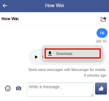 Kuinka ladata ääntä Facebook Messengeristä