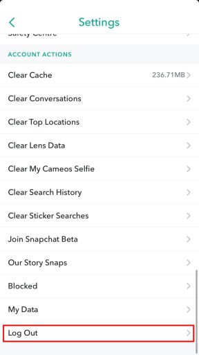 Kirjaudu ulos Snapchatista