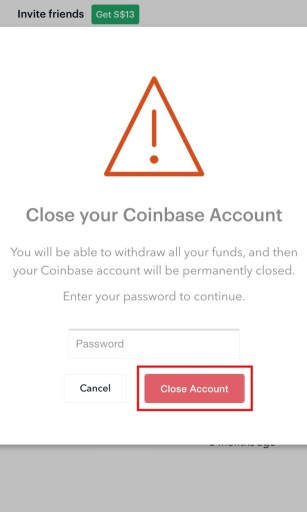 Coinbase sulje tili