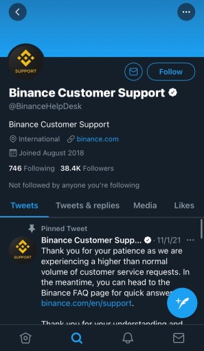 3 tapaa ottaa yhteyttä Binanceen 3 Binance tukee Twitteriä