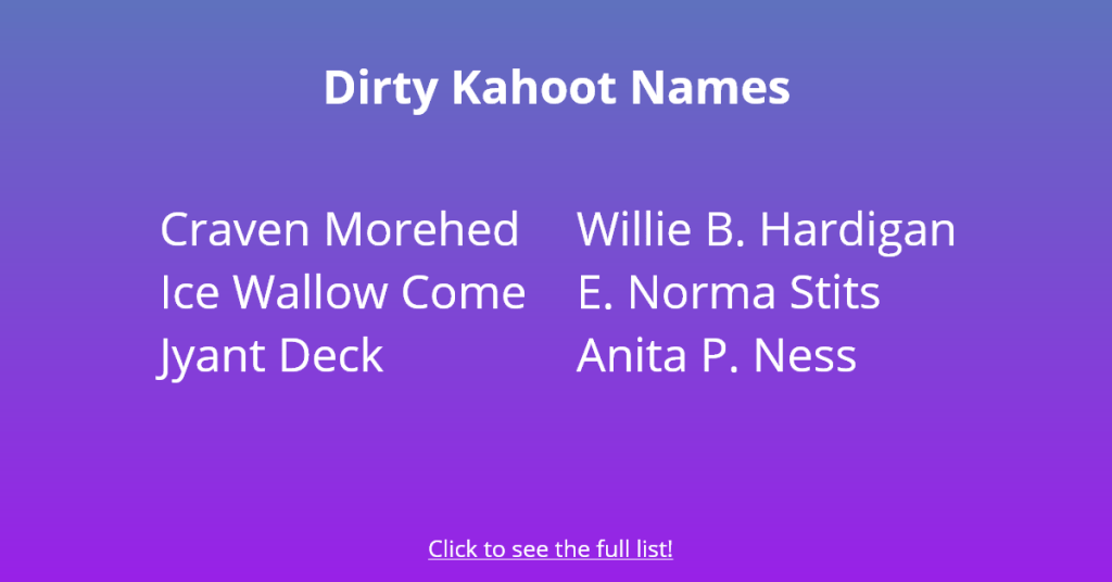 Likaiset Kahoot-nimet