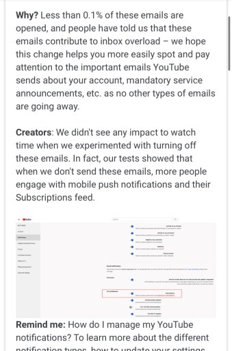 Miksi YouTube poisti sähköposti-ilmoitukset?