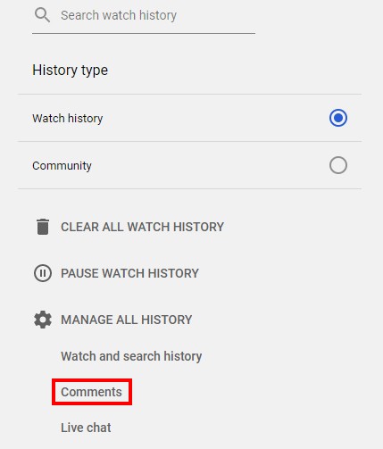 YouTuben kommenttihistoria