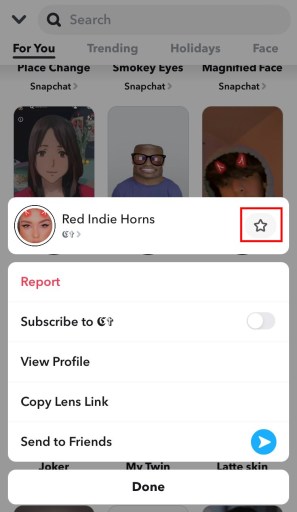 Kuinka tallentaa Snapchat-suodattimet 4 Lisää Snapchat-linssit suosikkeihin