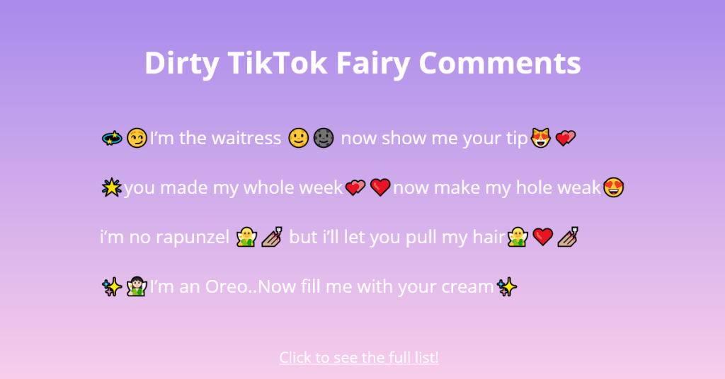 TikTok Fairy Kommentit Likainen