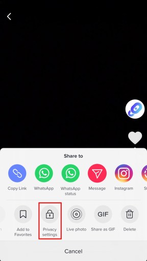 TikTok-videon tietosuoja-asetukset 