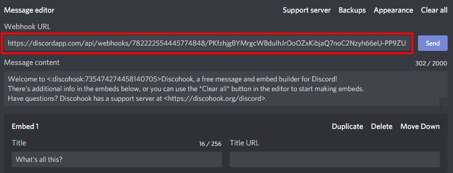 Discohook Webhook URL