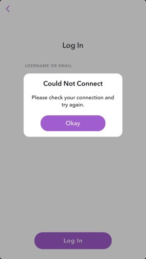 Snapchat ei voinut muodostaa yhteyttä