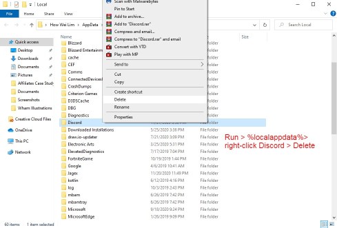 Kuinka korjata "Pääprosessissa tapahtui JavaScript-virhe" Discordissa 4 Poista Discord paikallissovellusdatasta korjataksesi "Pääprosessissa tapahtui JavaScript-virhe"