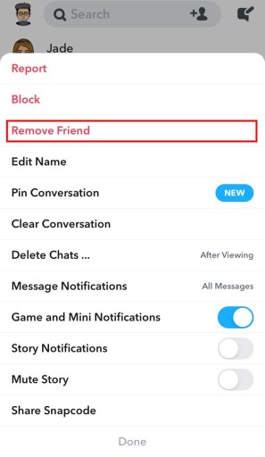 Poista ystävä Snapchatista