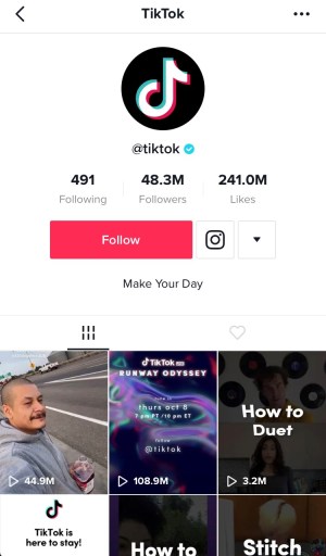 Kuinka muuttaa "For You" -sivusi (FYP) TikTokissa 4 TikTok-tilin profiili