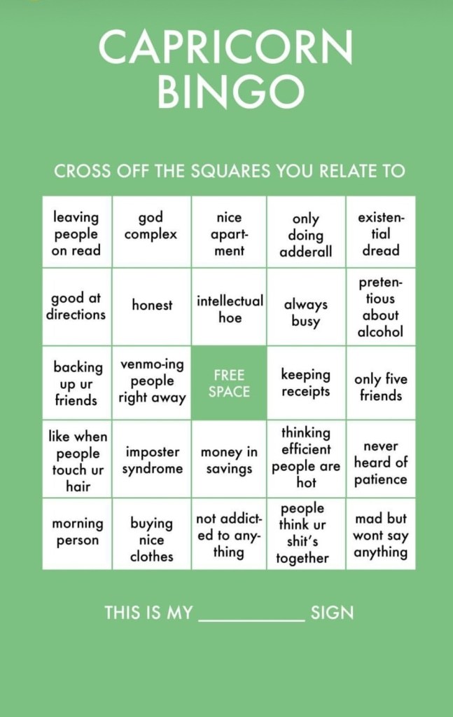 Astrologian bingomallit Instagramille 10 Kauris bingo