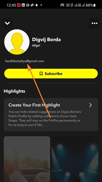 snapchat sähköpostihaku