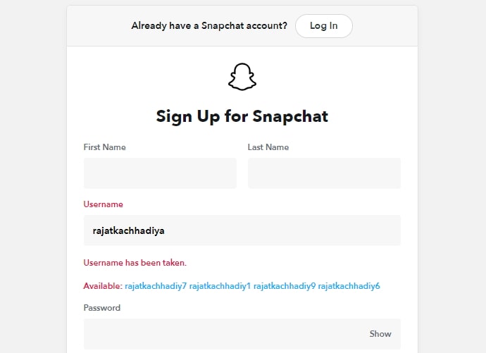 snapchat-käyttäjätunnuksen saatavuus