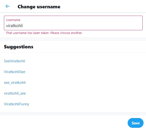 Twitter-käyttäjätunnuksen saatavuus